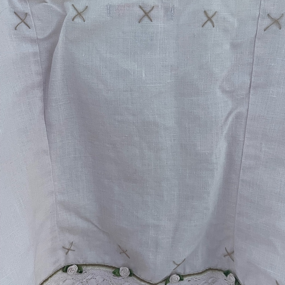 Whistles Linen Embroidered Baby Pink Cami Top with Lace Trim Size US 10 - Picture 10 of 15
